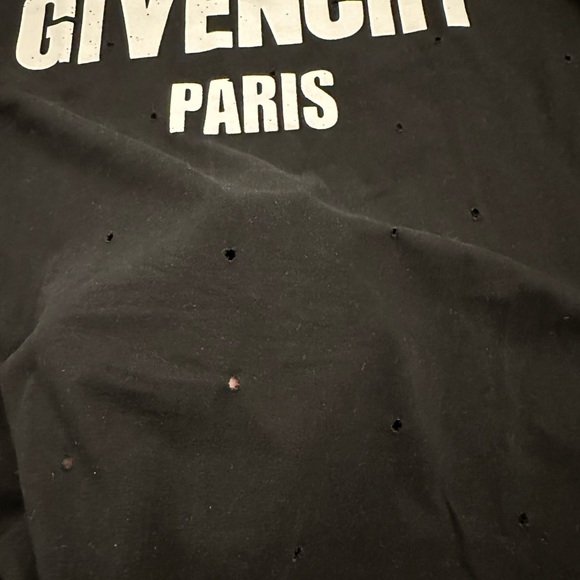 Givenchy Black Distressed Logo Short Sleeve Tee T-Shirt Sz Large - Picture 3 of 9